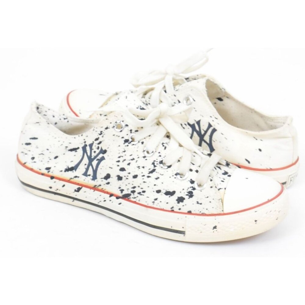 NY Blue Paint Splatter Low Top Lace-up Sneakers Men's 10 US EUR 44 Sporty